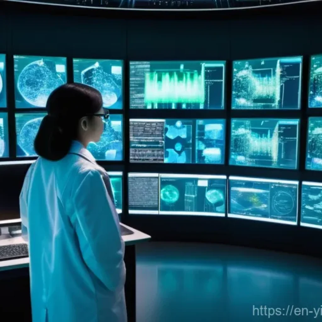 바이오컴퓨팅을 통한 유전자 분석 방법 - **Prompt:** A futuristic, high-tech bio-computing laboratory. In the foreground, a diverse team of s...