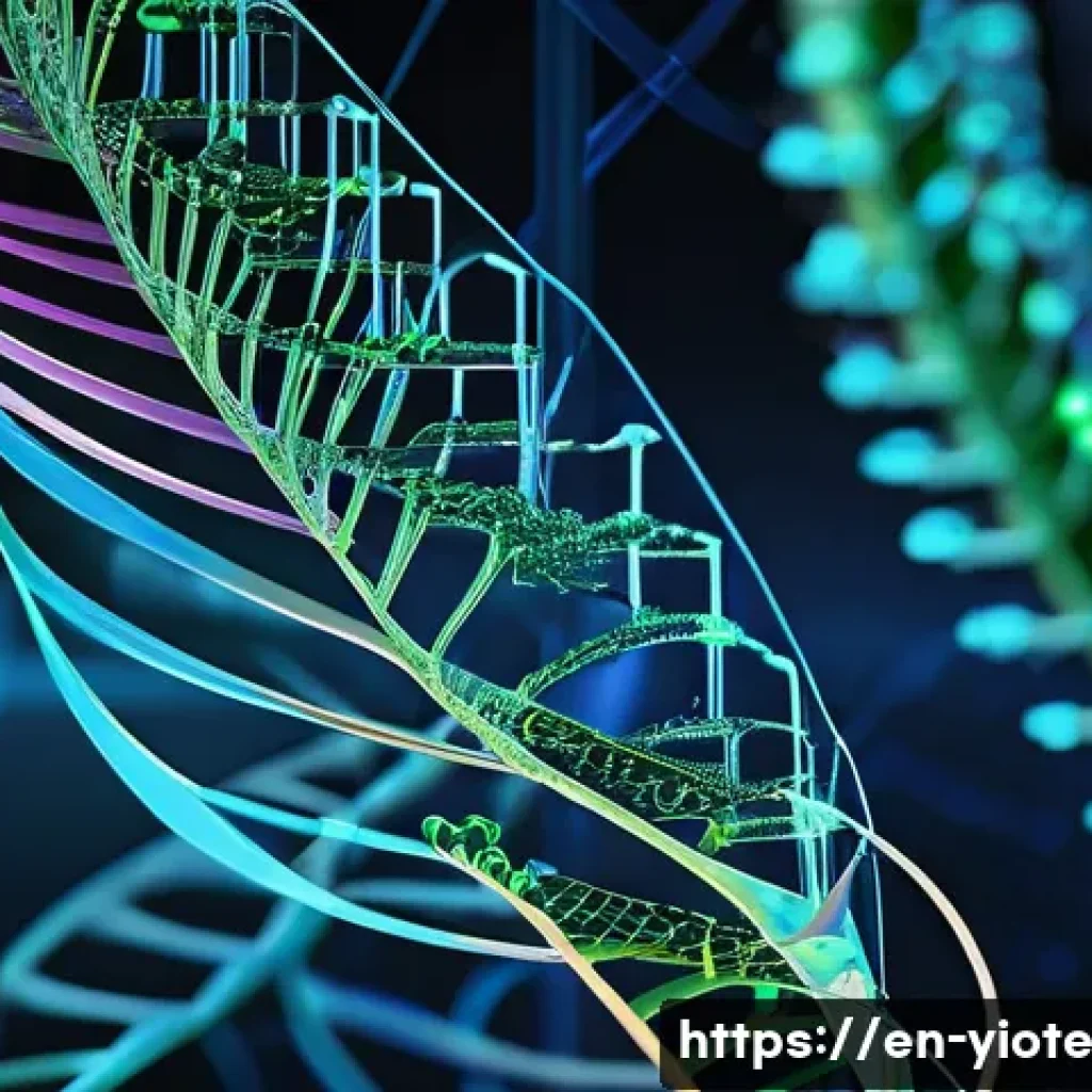 바이오컴퓨팅을 이용한 신약 개발 과정 - **Prompt:** "A highly detailed, futuristic macroscopic view of interconnected biological systems act...